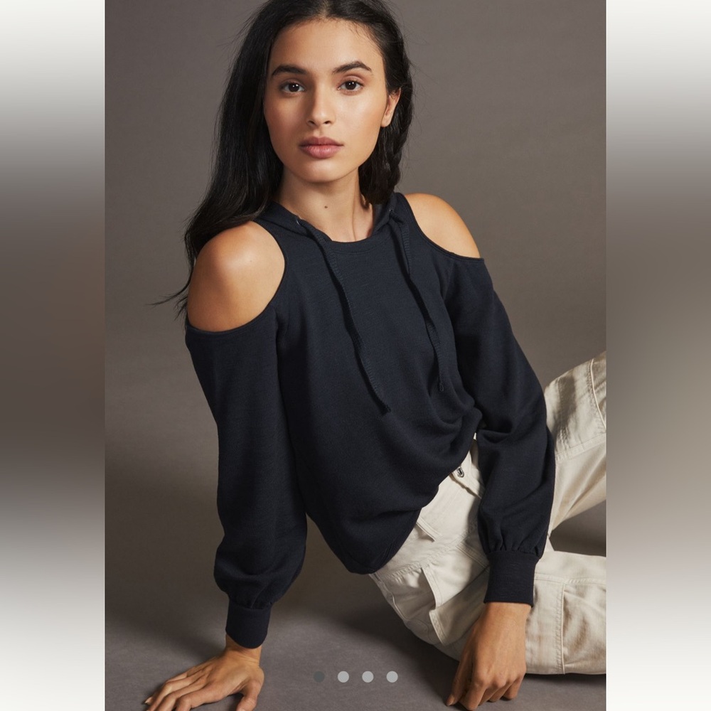 Anthropologie, daily practice, open shoulder hoodie size small